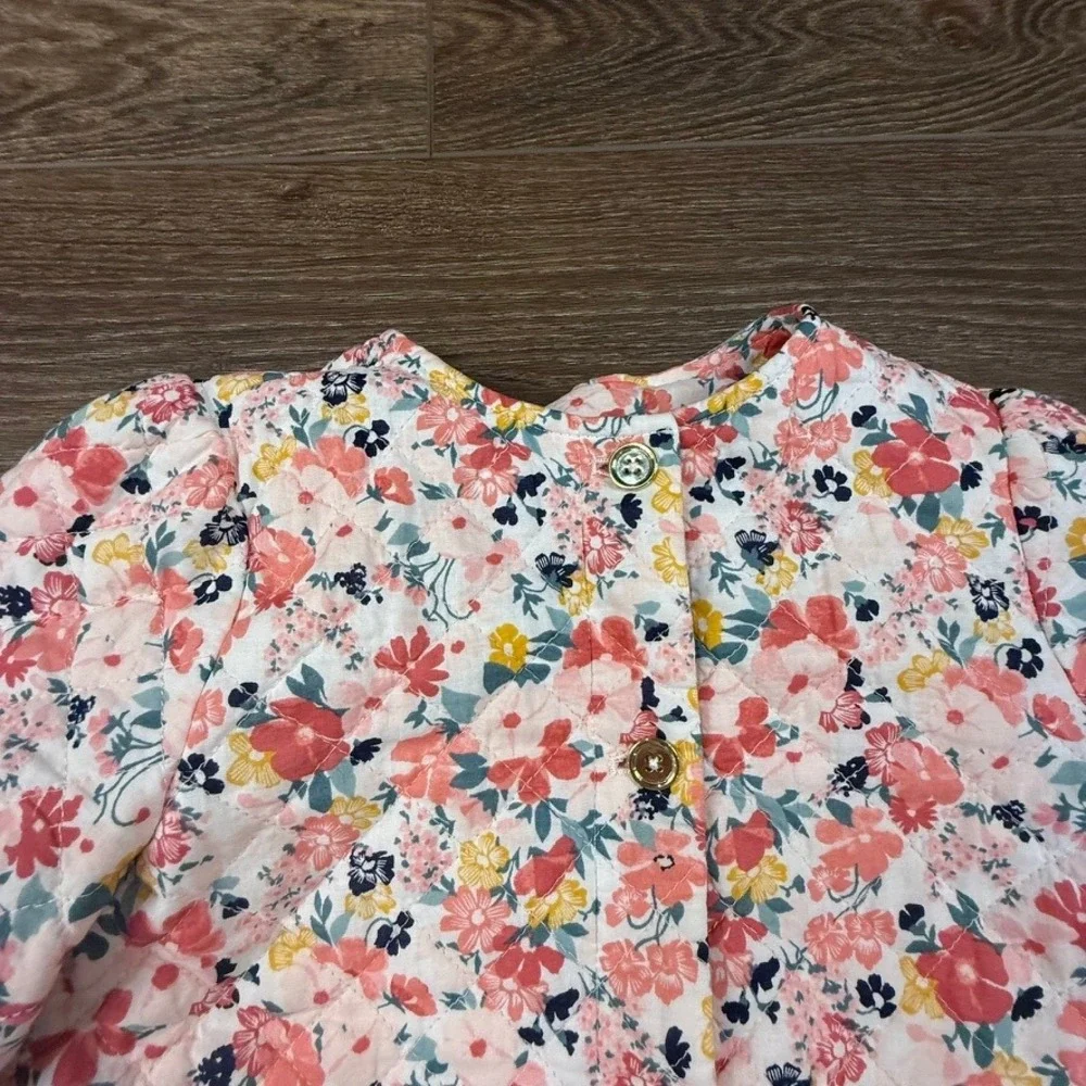 Janie and Jack Girls Quilted Floral Jacket Sz 6 Lightweight, Button Front - Picture 5 of 12